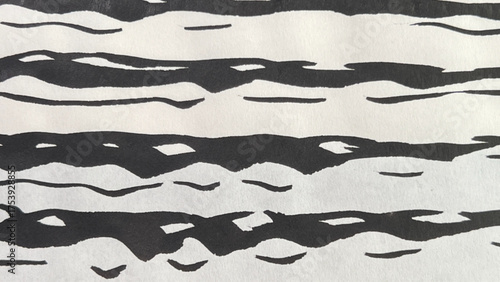 A hand-drawn wave illustration with a brush, brush-drawn rough lines, brush-drawn drawing