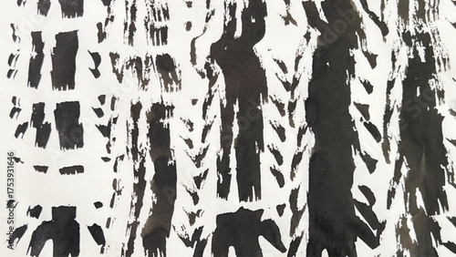 abstract painting drawn with a brush, rough lines drawn with ink and brush, drawing of rough lines painted with a brush