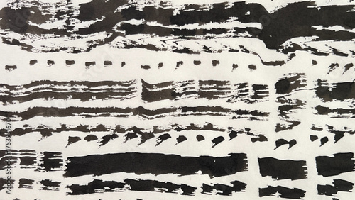 abstract painting drawn with a brush, rough lines drawn with ink and brush, drawing of rough lines painted with a brush