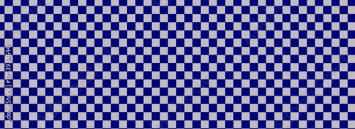 WCheckerboard banner. Navy and Beige colors of checkerboard. Small squares, small cells. Chessboard, checkerboard texture. Squares pattern. Background. Repeatable texture. Eps10
