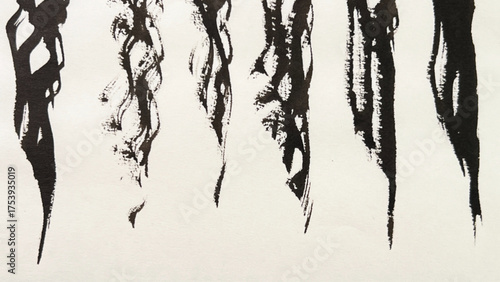 A hand-drawn wave illustration with a brush, brush-drawn rough lines, brush-drawn drawing