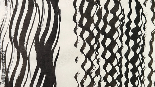 A hand-drawn wave illustration with a brush, brush-drawn rough lines, brush-drawn drawing