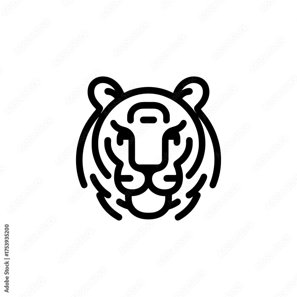Fototapeta premium Elegant Tiger Face Outline Illustration for Minimalist Design