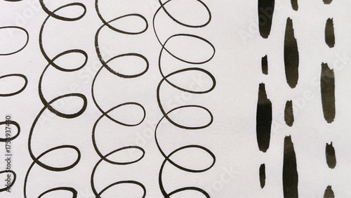 abstract painting drawn with a brush, rough lines drawn with ink and brush, drawing of rough lines painted with a brush