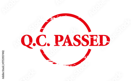 Q.C. PASSED - Red Rubber Stamp With text message Q.C. PASSED
