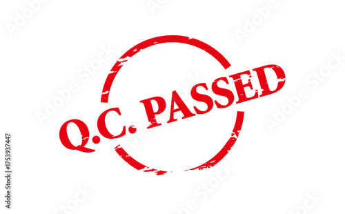 Q.C. PASSED - Red Rubber Stamp With text message Q.C. PASSED
