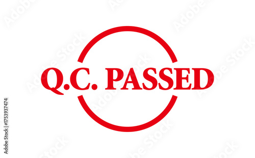 Q.C. PASSED - Red Rubber Stamp With text message Q.C. PASSED
