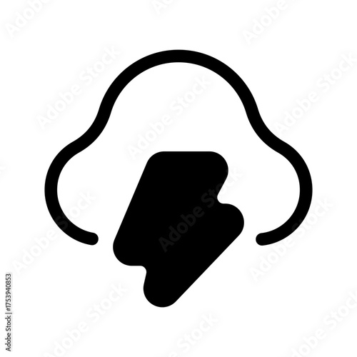 Cloudy Thunder Icon Vector Symbol Design Illustration