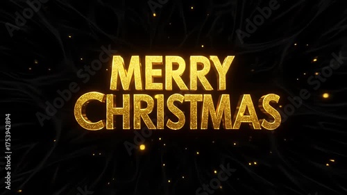 Abstract Christmas Greeting Realistic 3D Animation Black Background