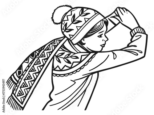 Tribal Girl in Traditional Headwear