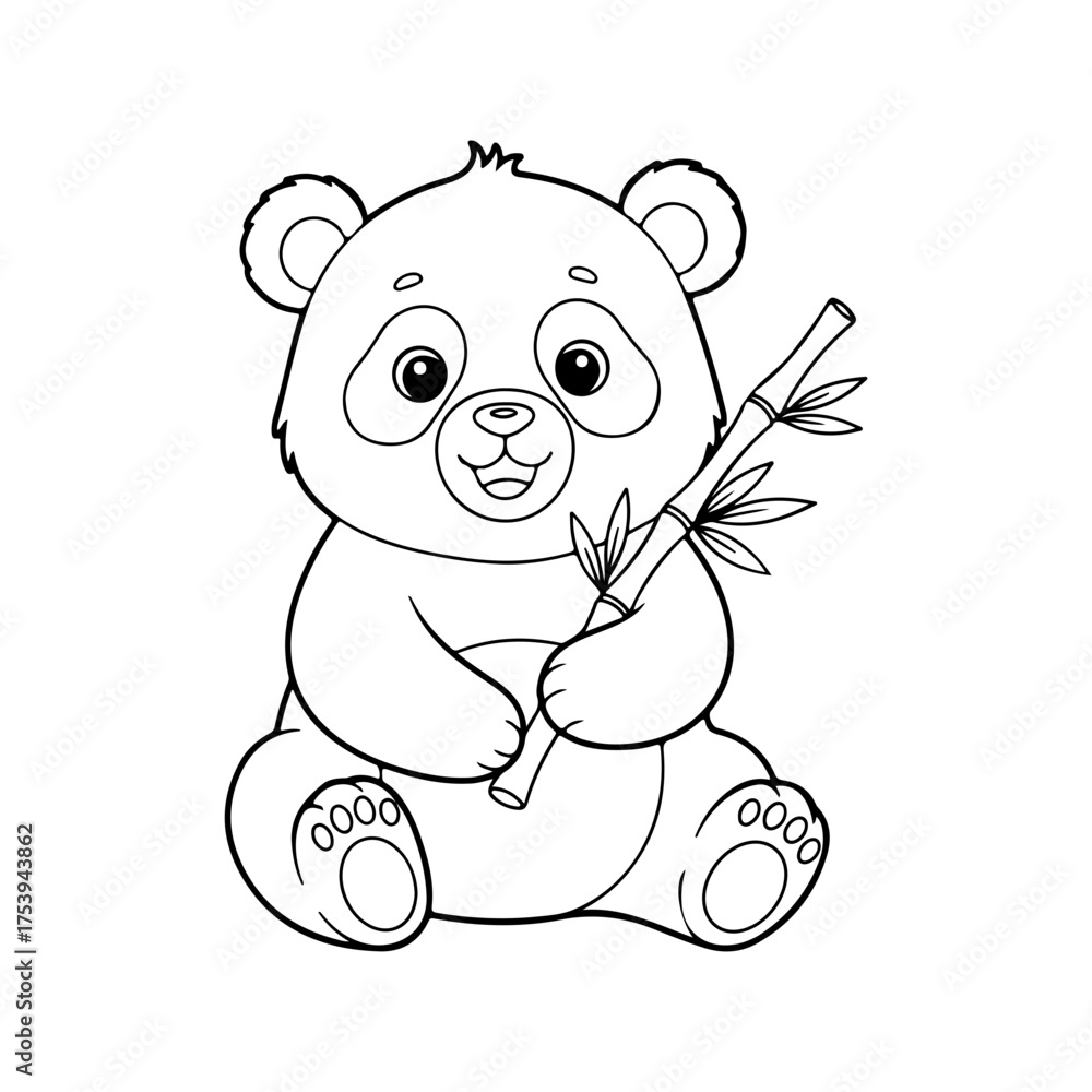 Fototapeta premium Panda head line art vector
