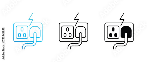 Power Socket icon set multiple style collection