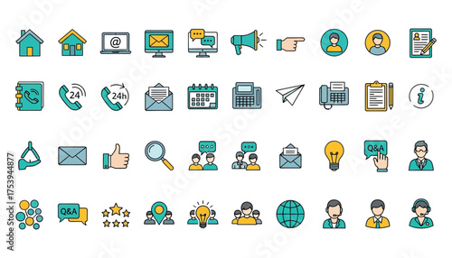 Vector art of collection of communication and business icons
