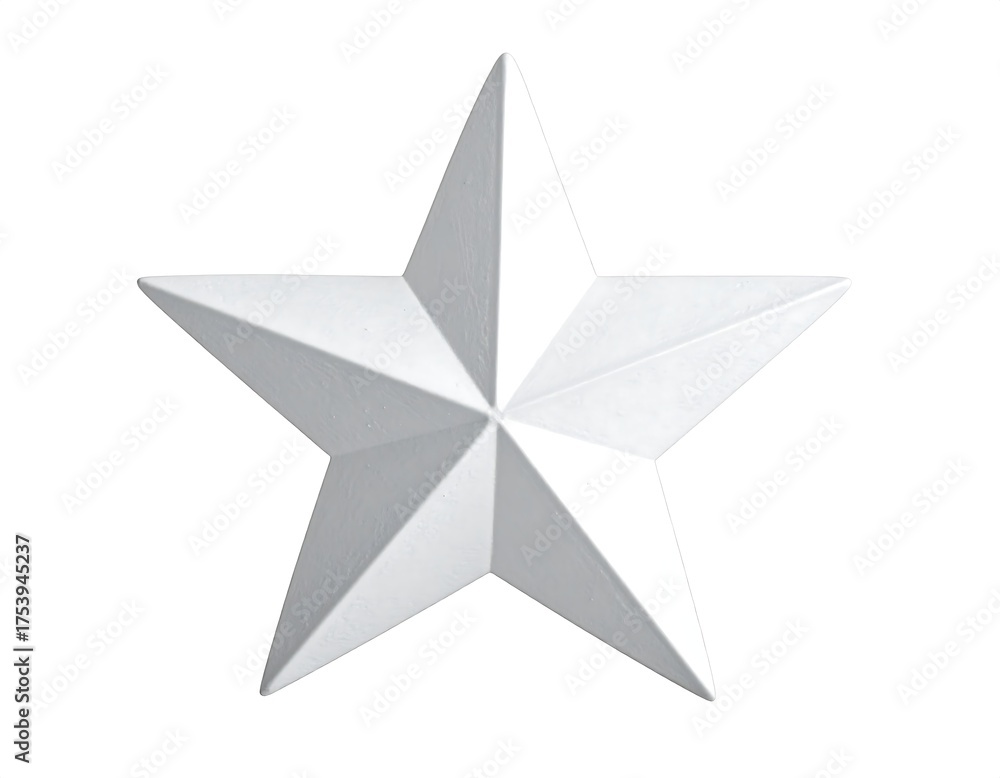 Fototapeta premium A five-pointed star in shades of white, set against a white background