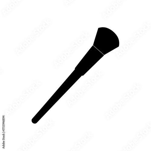Illustration of a makeup brush in black on transparent background silhouette