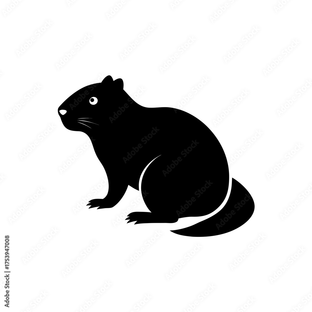 Obraz premium Silhouette of a beaver sitting upright view on transparent background