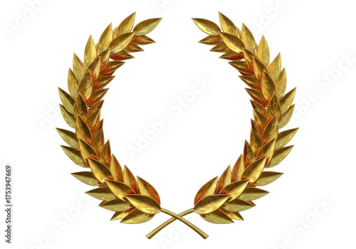 Golden Laurel Wreath isolated on a transparent background