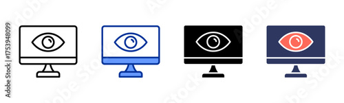 Monitoring icon sheet multiple style collection