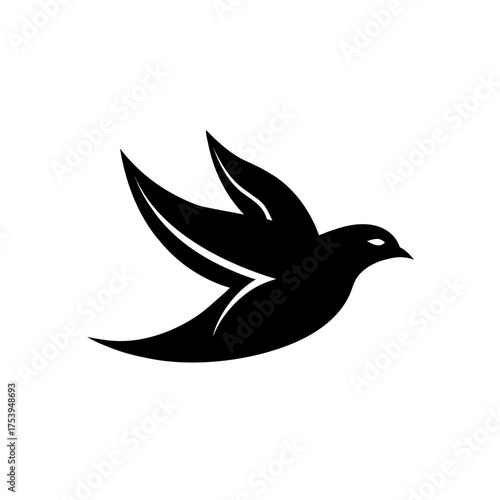 Silhouette of a bird in flight design art on transparent background