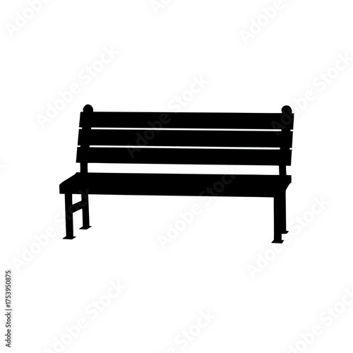Silhouette of a simple park bench design on transparent background