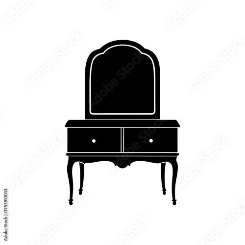 Silhouette of a vanity with mirror design on transparent background