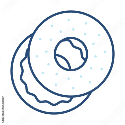 Bagel Icon Color Outline Style. Vector Illustration Design