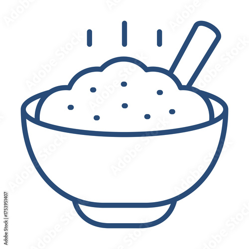 Porridge Icon Color Outline Style. Vector Illustration Design