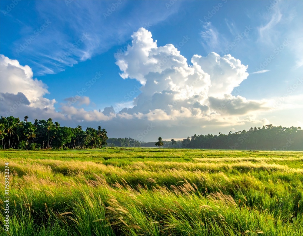 Fototapeta premium green field and blue sky