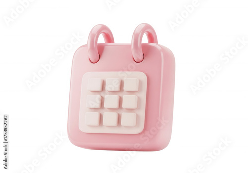 Pink calendar icon isolated on a transparent background