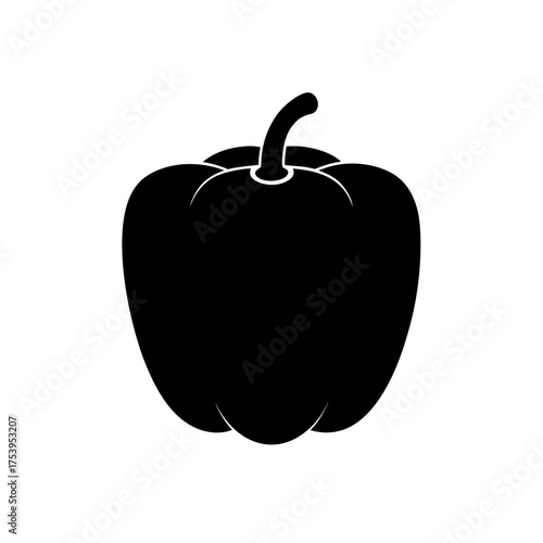 Silhouette of a pepper with a short stem on transparent background