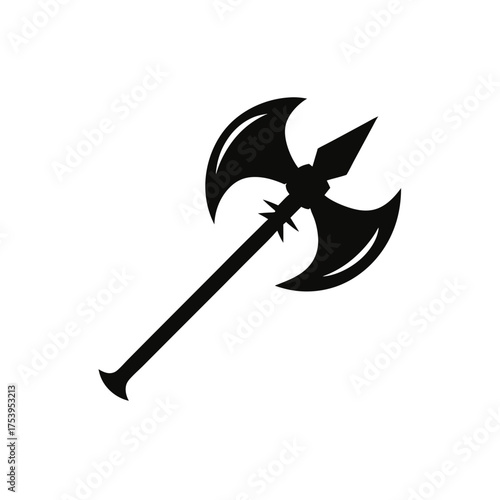 Illustration of a double headed battle axe on transparent background silhouette