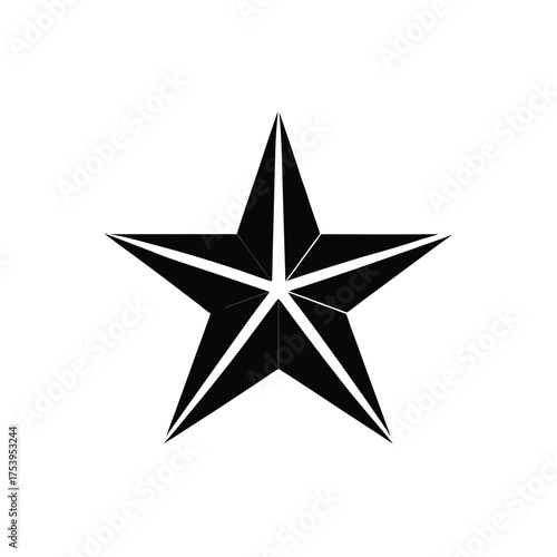 A black five pointed star on white background on transparent background silhouette