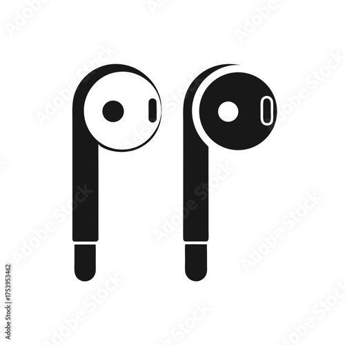 Illustration of two wireless earphones set on transparent background silhouette