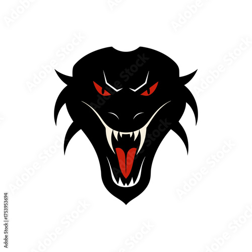 Black panther head vector illustration with red eyes
