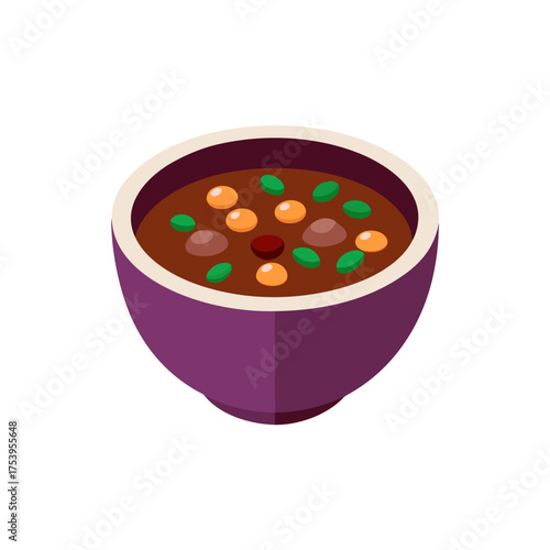 Vector illustration of a bowl of chili con carne