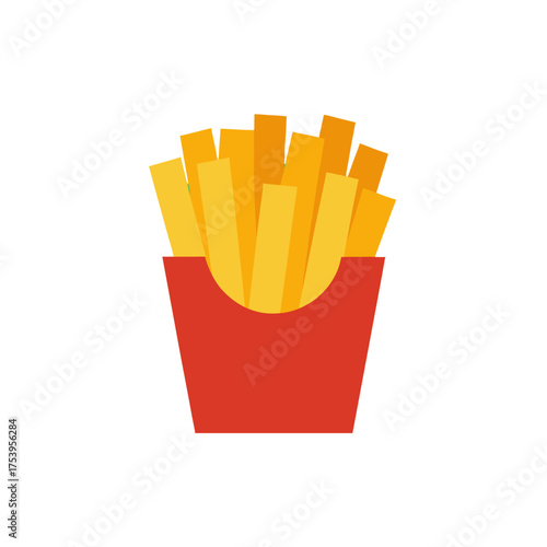 Illustration of french fries in red box on transparent background