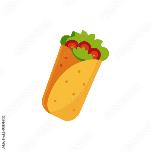 Illustration of a delicious looking burrito on transparent background