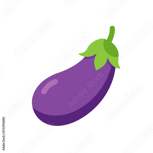 Illustration of a single purple eggplant on transparent background