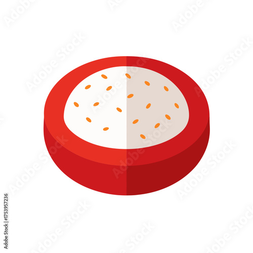 Illustration of a sliced red dragon fruit on transparent background