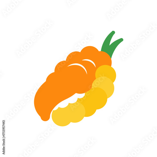 Illustration of a cartoon shrimp tempura on transparent background