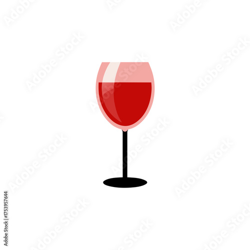 Illustration of a glass filled with wine on transparent background