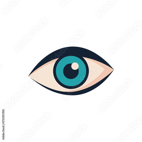 Illustration of a single stylized eye view on transparent background