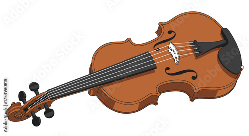 Elegant Violin Illustration for Musical Education, Concert Programs, and Orchestral Performances, Perfect for Classical Music Promotions and Artistic Presentations.
