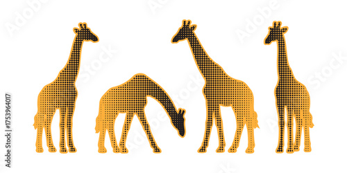 Elegant giraffe silhouettes against a clean white backdrop create a contemporary, exotic design perfect for upscale branding or educational resources