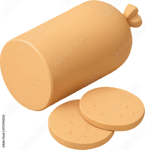 Delicious bologna sausage with sliced pieces, perfect for culinary projects, food advertisements, or recipe illustrations, a savory treat!