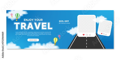 Travel and tour social media post or web banner template