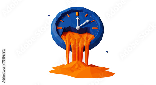 Conceptual illustration of a clock melting like lava, symbolizing the passage of time and urgency