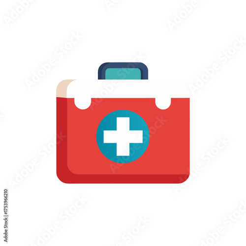 Illustration of a red first aid kit icon on transparent background