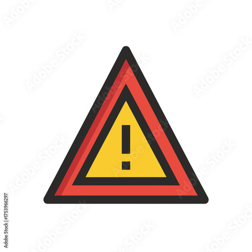 Yellow triangle with exclamation point sign on transparent background