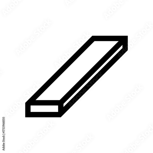 Vector Steel Flat Bar Icon – Metal Construction Material Symbol for Industry, Building, Manufacturing, Engineering, and Structure Design